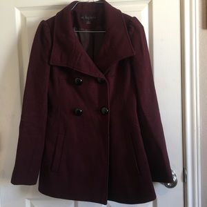M Julian burgundy wool pea coat